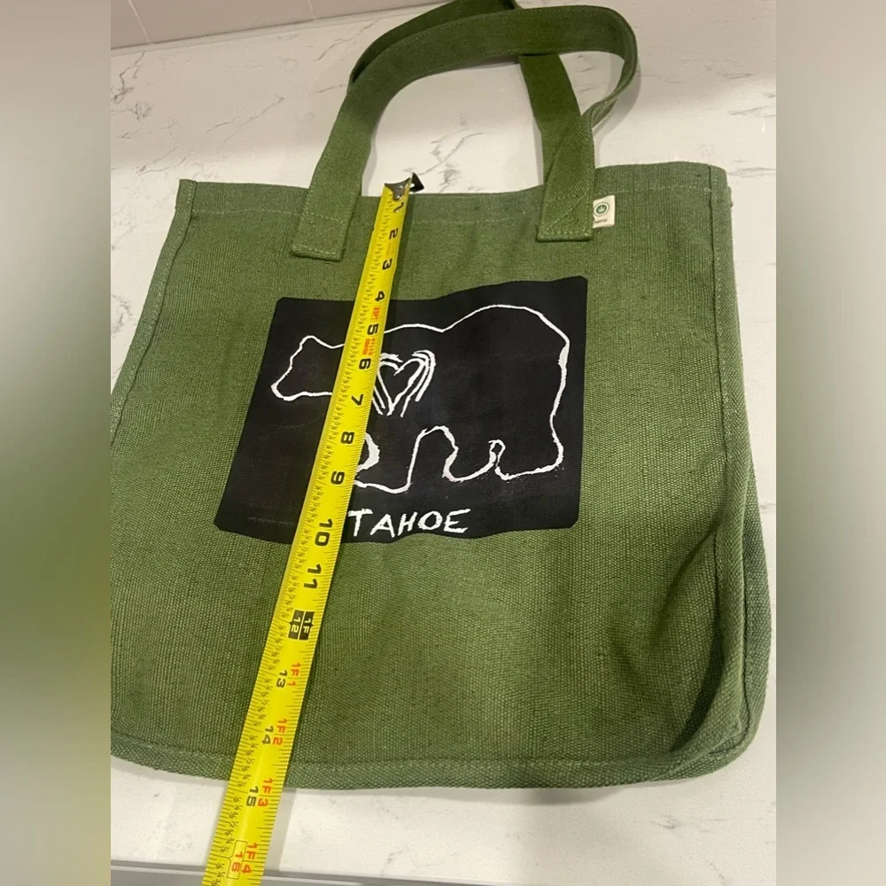 Dharma love bear (block print) Tahoe hemp tote - Picture 4 of 6